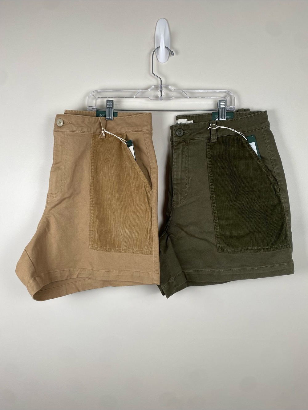 Alpine Design Women's Corduroy Mixed Fabric Shorts Bundle - Olive and Khaki 12